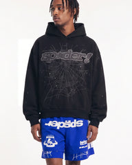 Sp5der P*nk V2 Rhinestone Hoodie Black