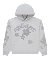 Sp5der Beluga Rhinestone Hoodie Heather Grey