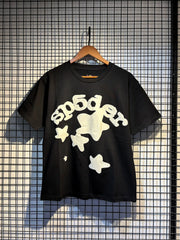 Sp5der European and American high street hip-hop trend brand unisex creative print summer loose cotton short sleeved T-shirt fog (10)