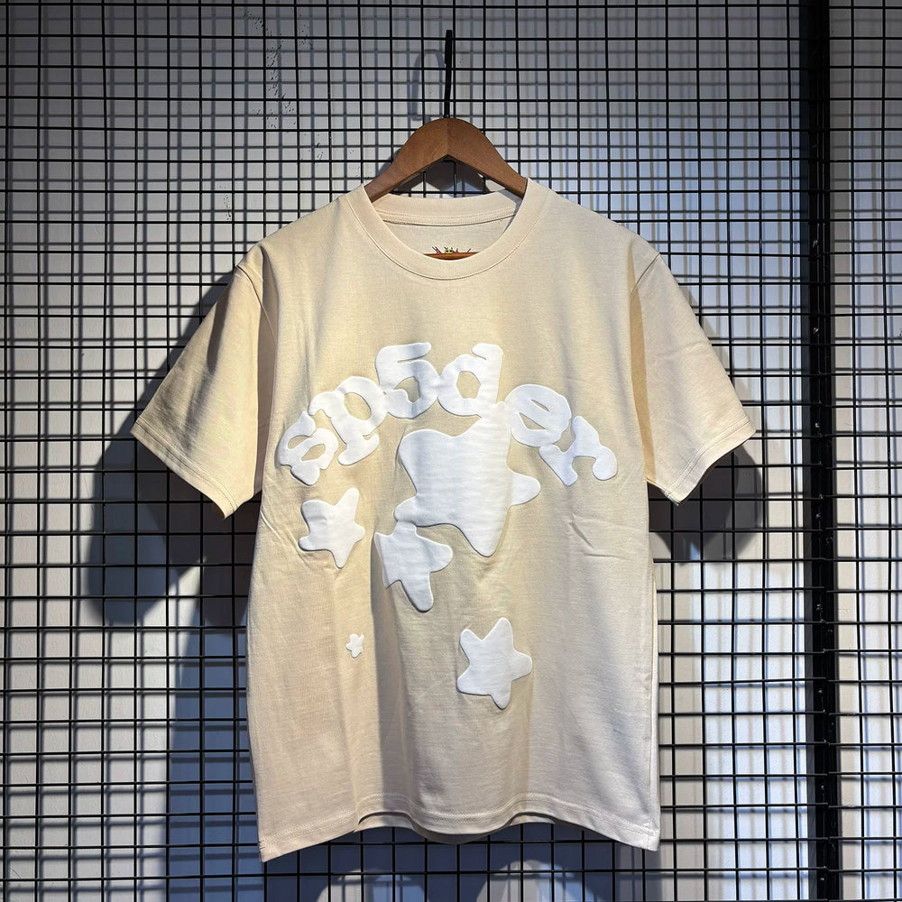 Sp5der European and American high street hip-hop trend brand unisex creative print summer loose cotton short sleeved T-shirt fog (13)