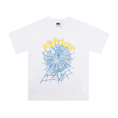 Sp5der European and American high street hip-hop trend brand unisex creative print summer loose cotton short sleeved T-shirt fog (30)