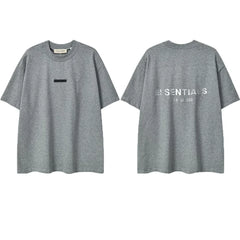 ESSENTIALS Short sleeved T-shirt European and American High Street FOG Double Line Men's and Women's American Trendy Brand Pure Cotton Round Neck Loose Set (56)