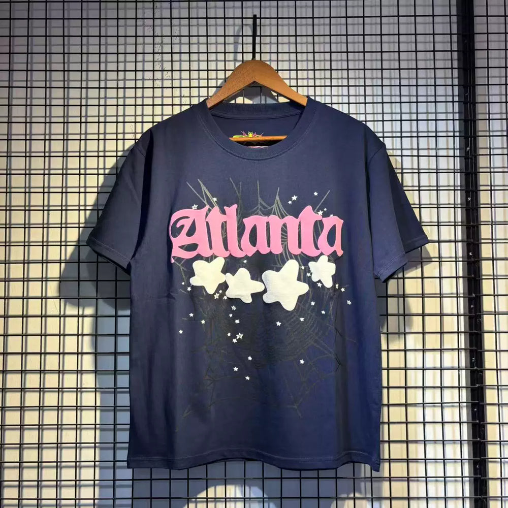 Sp5der European and American high street hip-hop trend brand unisex creative print summer loose cotton short sleeved T-shirt fog (6)