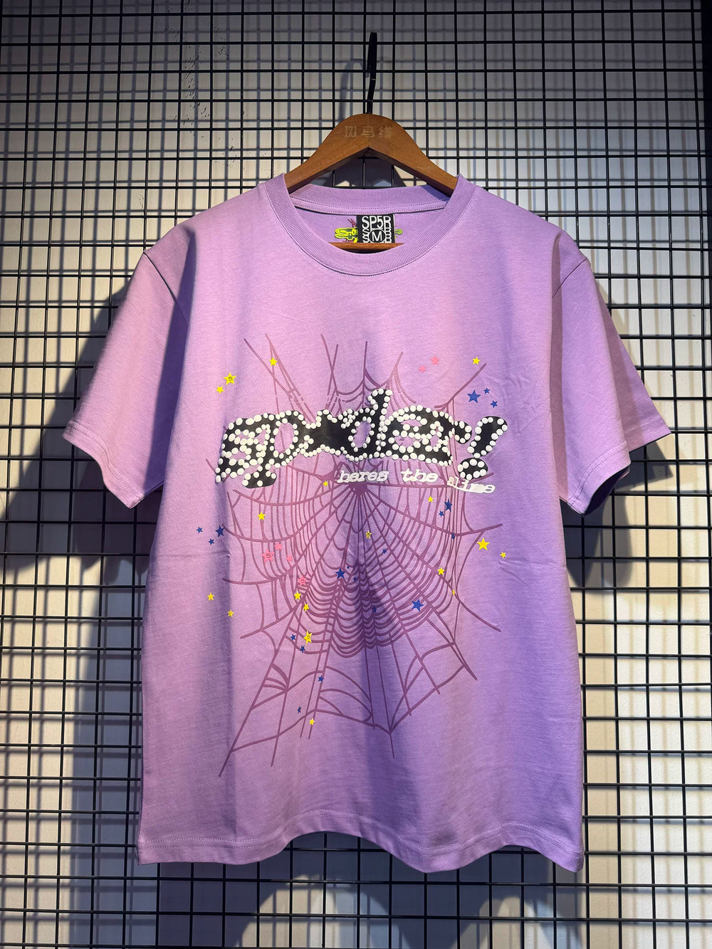 Sp5der European and American high street hip-hop trend brand unisex creative print summer loose cotton short sleeved T-shirt fog (9)