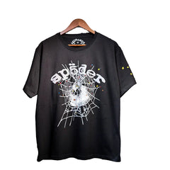 Sp5der European and American high street hip-hop trend brand unisex creative print summer loose cotton short sleeved T-shirt fog (27)