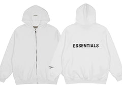 FOG double line heavyweight high street trendy brand hooded sweatshirt with plush loose sweatshirt jacket suitable for men and women, youthful and popular style (44)
