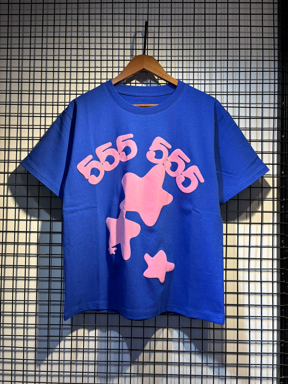 Sp5der European and American high street hip-hop trend brand unisex creative print summer loose cotton short sleeved T-shirt fog (18)