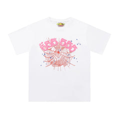 Sp5der European and American high street hip-hop trend brand unisex creative print summer loose cotton short sleeved T-shirt fog (36)