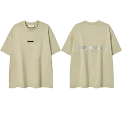 ESSENTIALS Short sleeved T-shirt European and American High Street FOG Double Line Men's and Women's American Trendy Brand Pure Cotton Round Neck Loose Set (58)