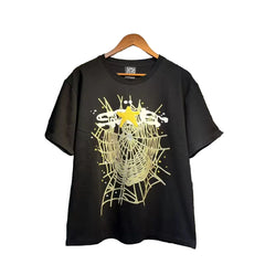 Sp5der European and American high street hip-hop trend brand unisex creative print summer loose cotton short sleeved T-shirt fog (14)