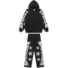 Sp5der Sleeve Logo Zip Hoodie — Black