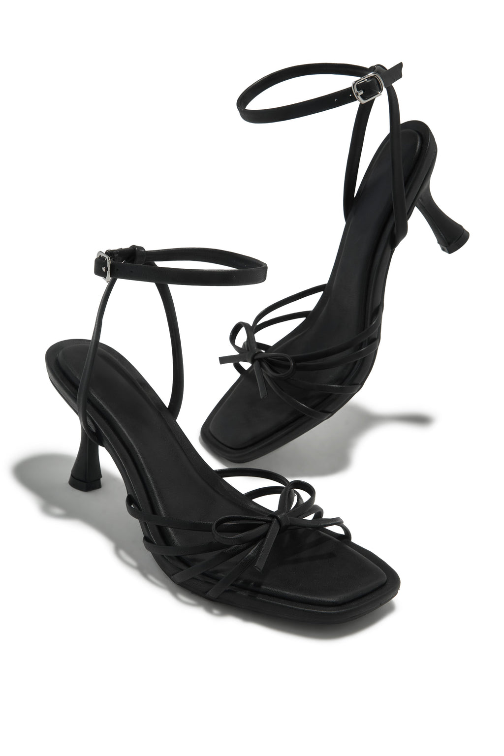 Denaya Ankle Strap Mid Heels - Black