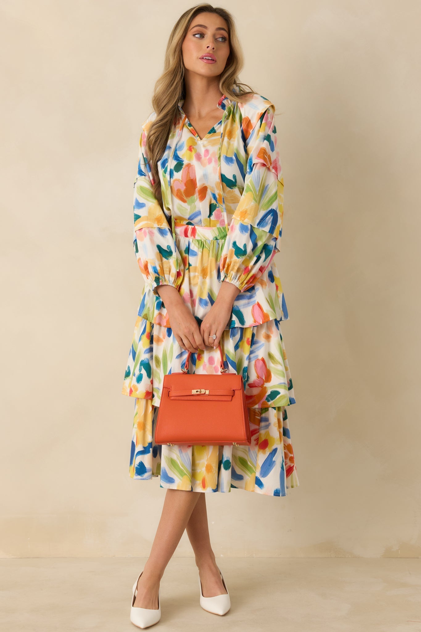 Prosperina Tara Multi Cotton Abstract Floral Print Top