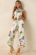 Gather & Go Ivory Multi Floral Halter Top
