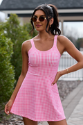 Active State Rose Gingham Pink Dress