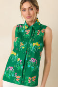 Prosperina Hope Green Multi Floral Cotton Sleeveless Top