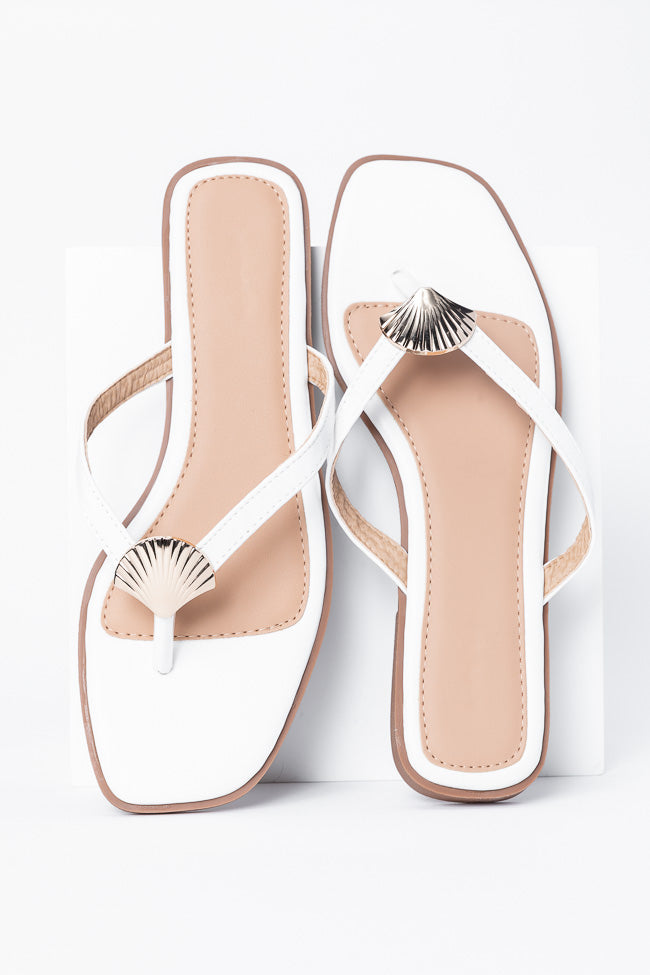 Olivia White Flip Flops