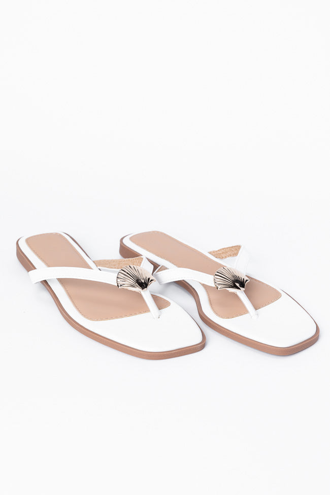 Olivia White Flip Flops