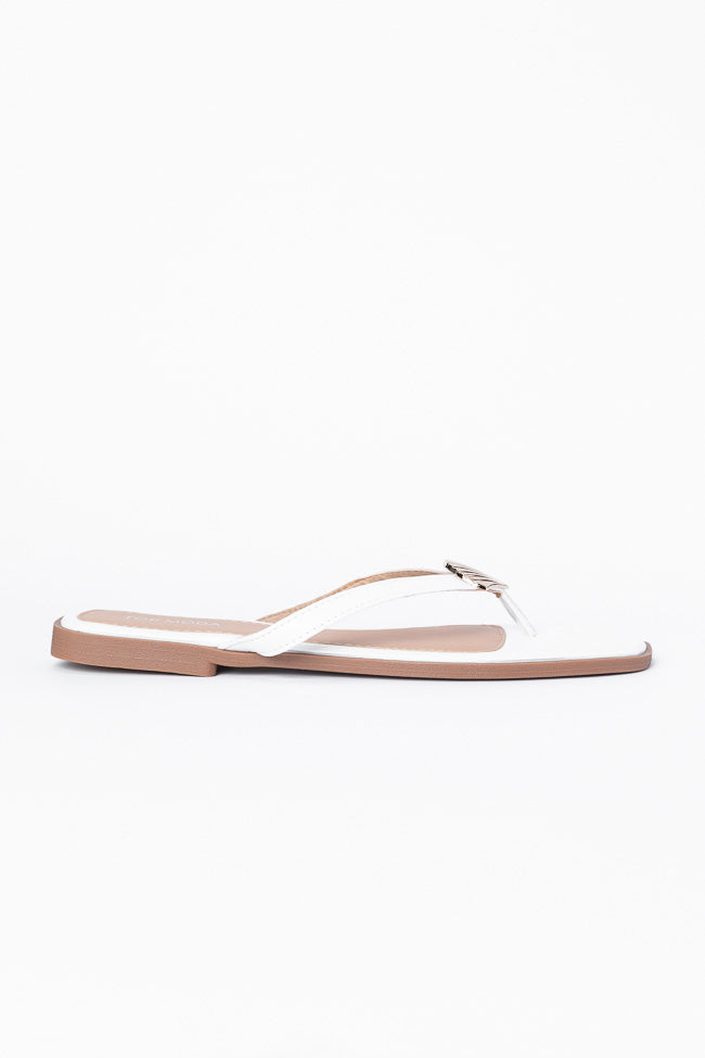 Olivia White Flip Flops