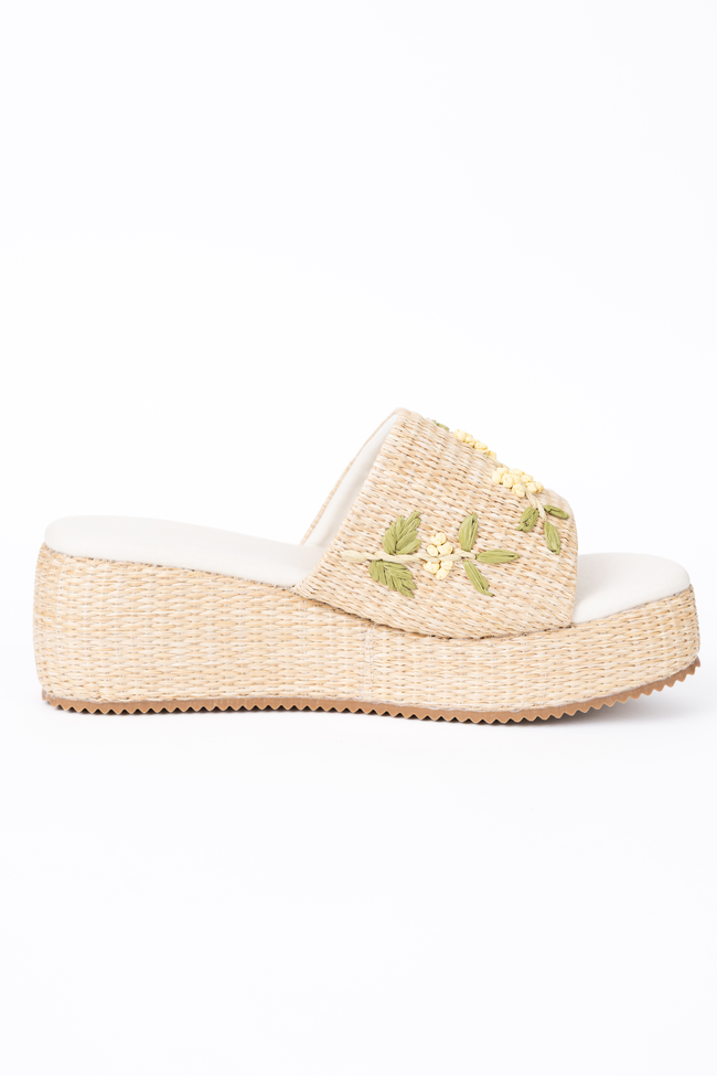 Taniya Yellow Floral Platform Sandal