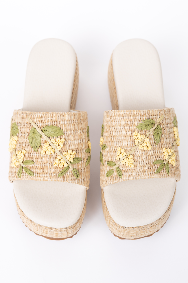 Taniya Yellow Floral Platform Sandal