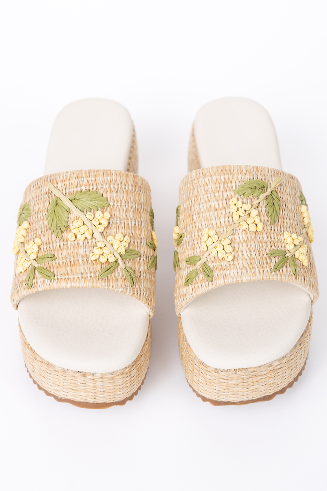 Taniya Yellow Floral Platform Sandal