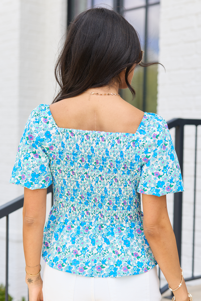 Remington Blue Floral Twist Bust Top
