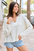 Mckenzie Ivory Open Knit V-Neck Sweater