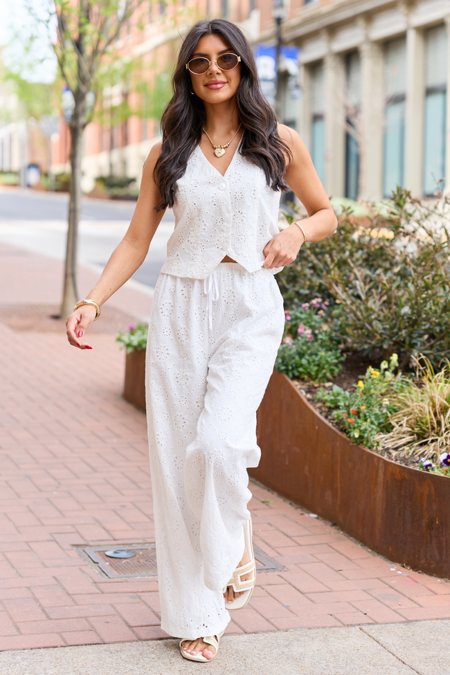 Haven White Eyelet Lace Vest