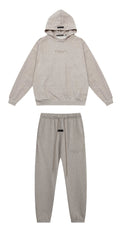 Fear of God Essentials Silicone Logo Hoodie & Sweatpants Set Oat Heather