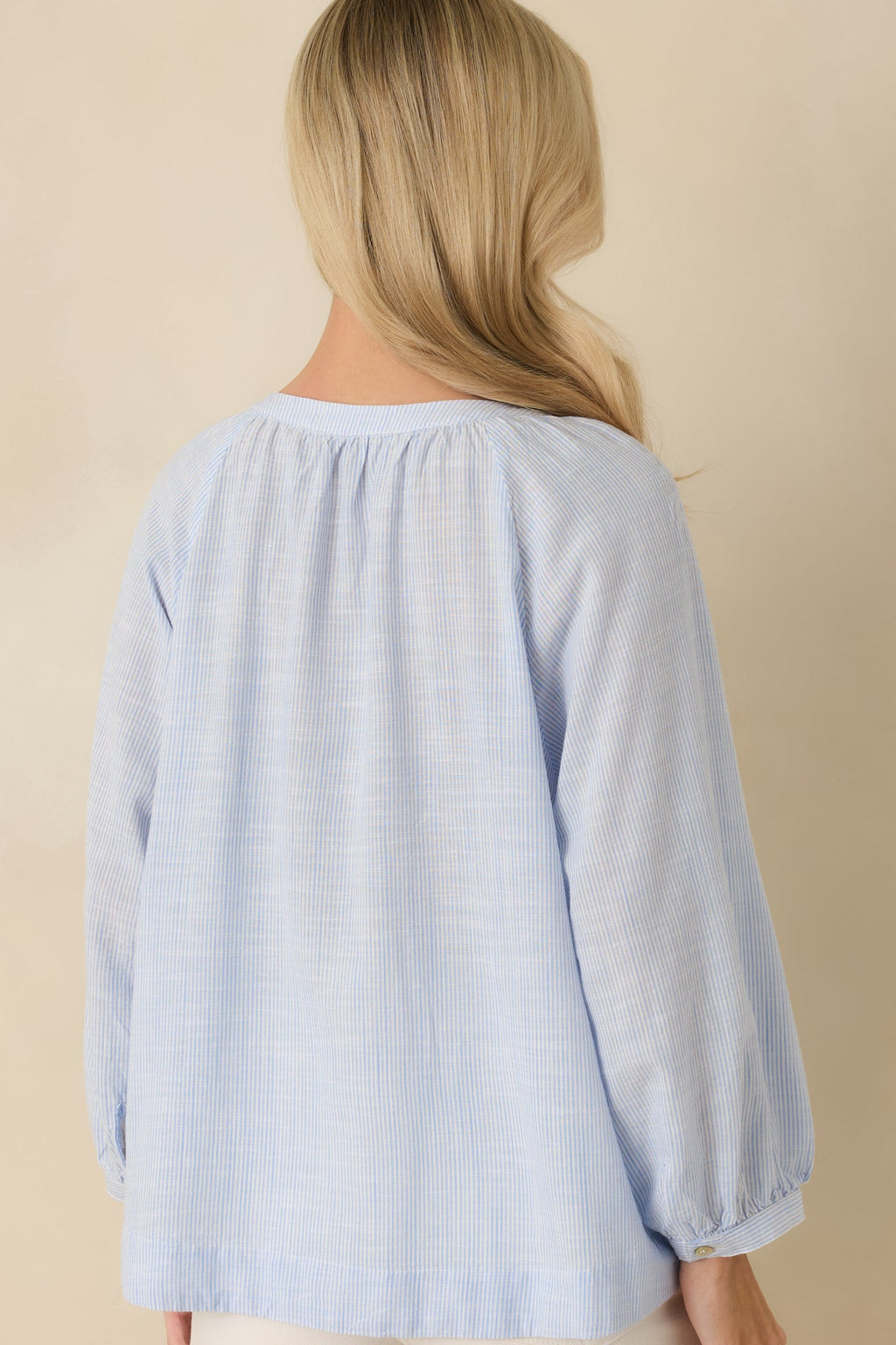 Easy Tide Blue Stripe Relaxed Button Front Top
