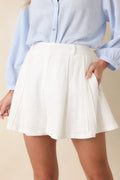 Breeze Through It White Cotton Flowy Wide-Leg Shorts
