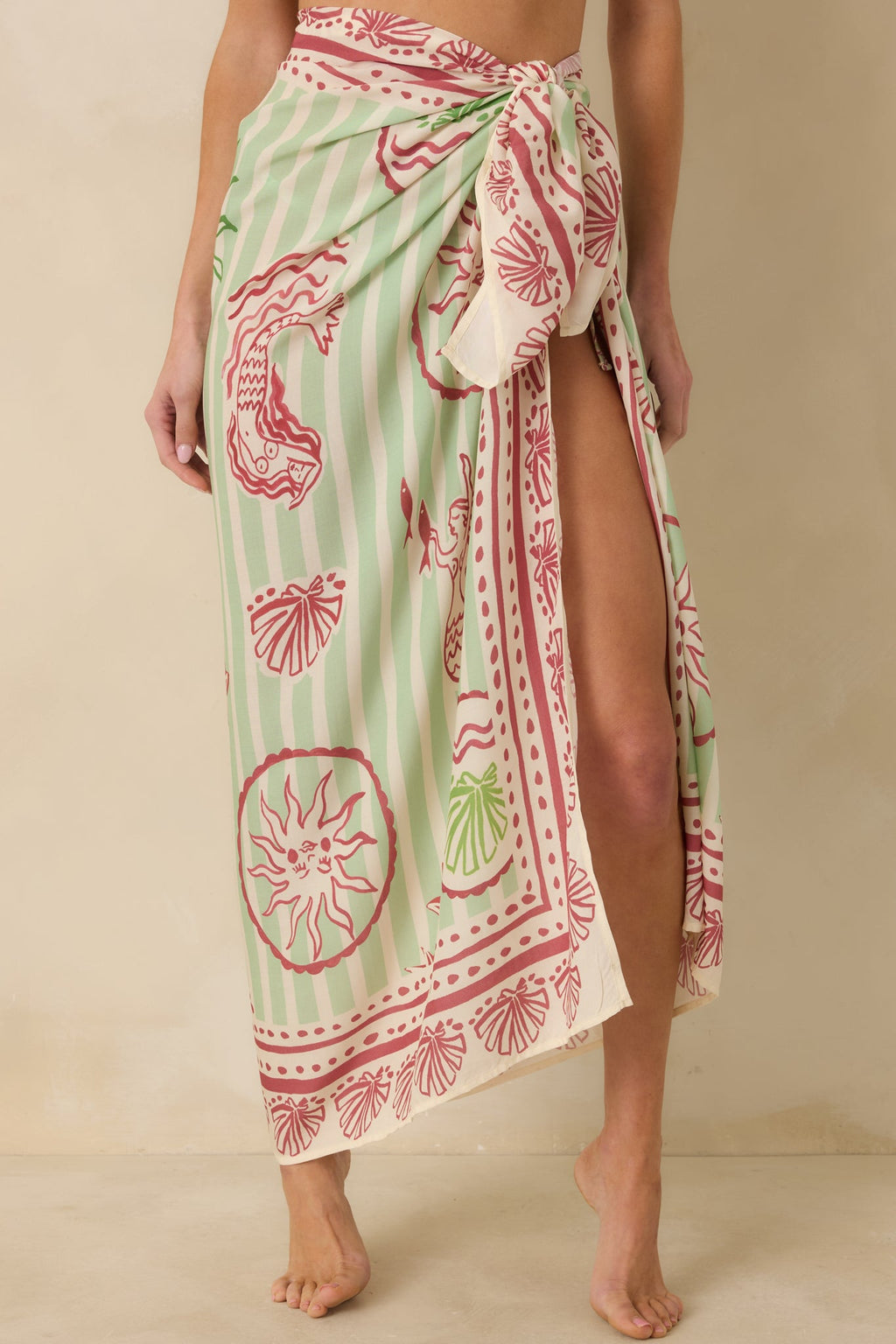 MINKPINK Soleil Green Stripe Mermaid Sarong