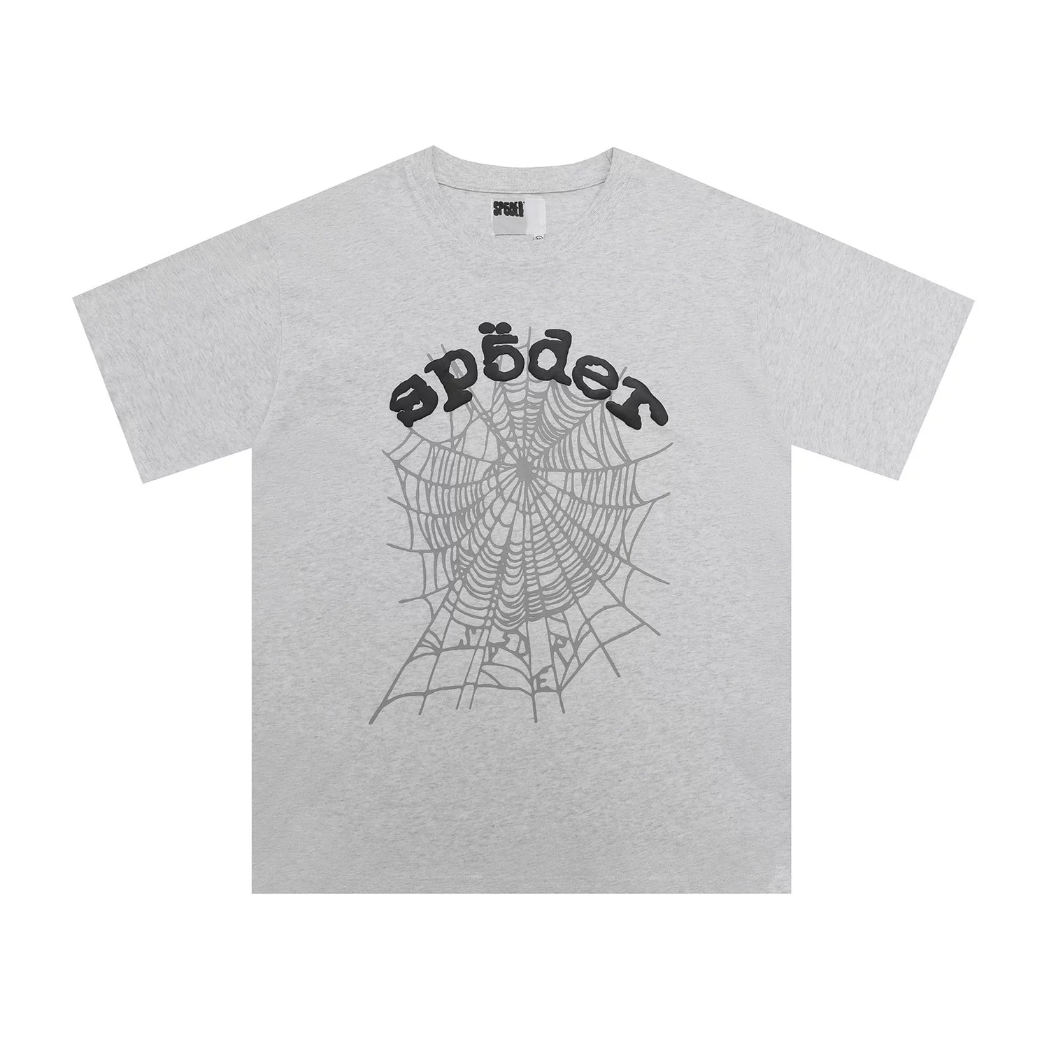 Sp5der European and American high street hip-hop trend brand unisex creative print summer loose cotton short sleeved T-shirt fog (42)