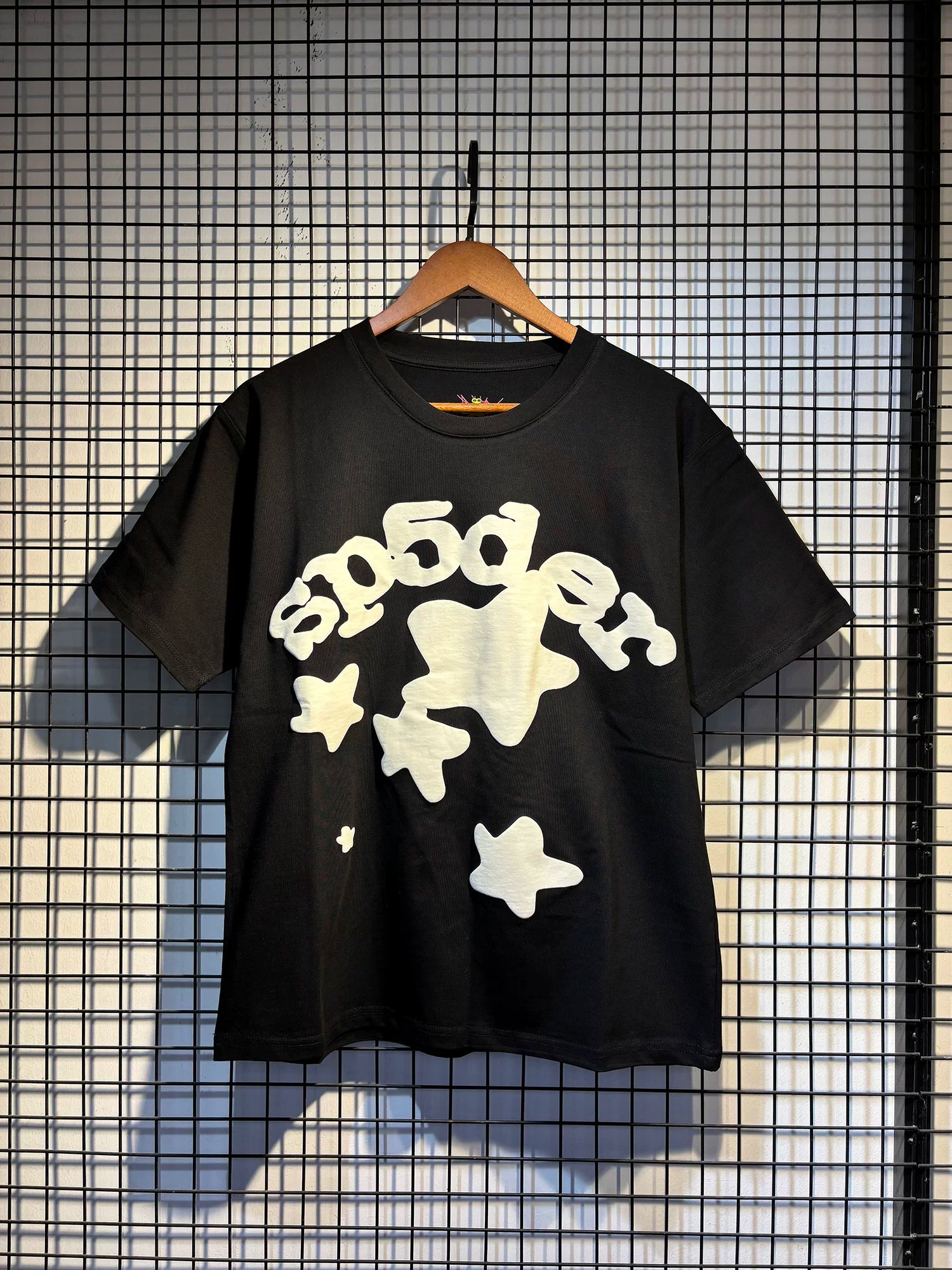 Sp5der European and American high street hip-hop trend brand unisex creative print summer loose cotton short sleeved T-shirt fog (10)