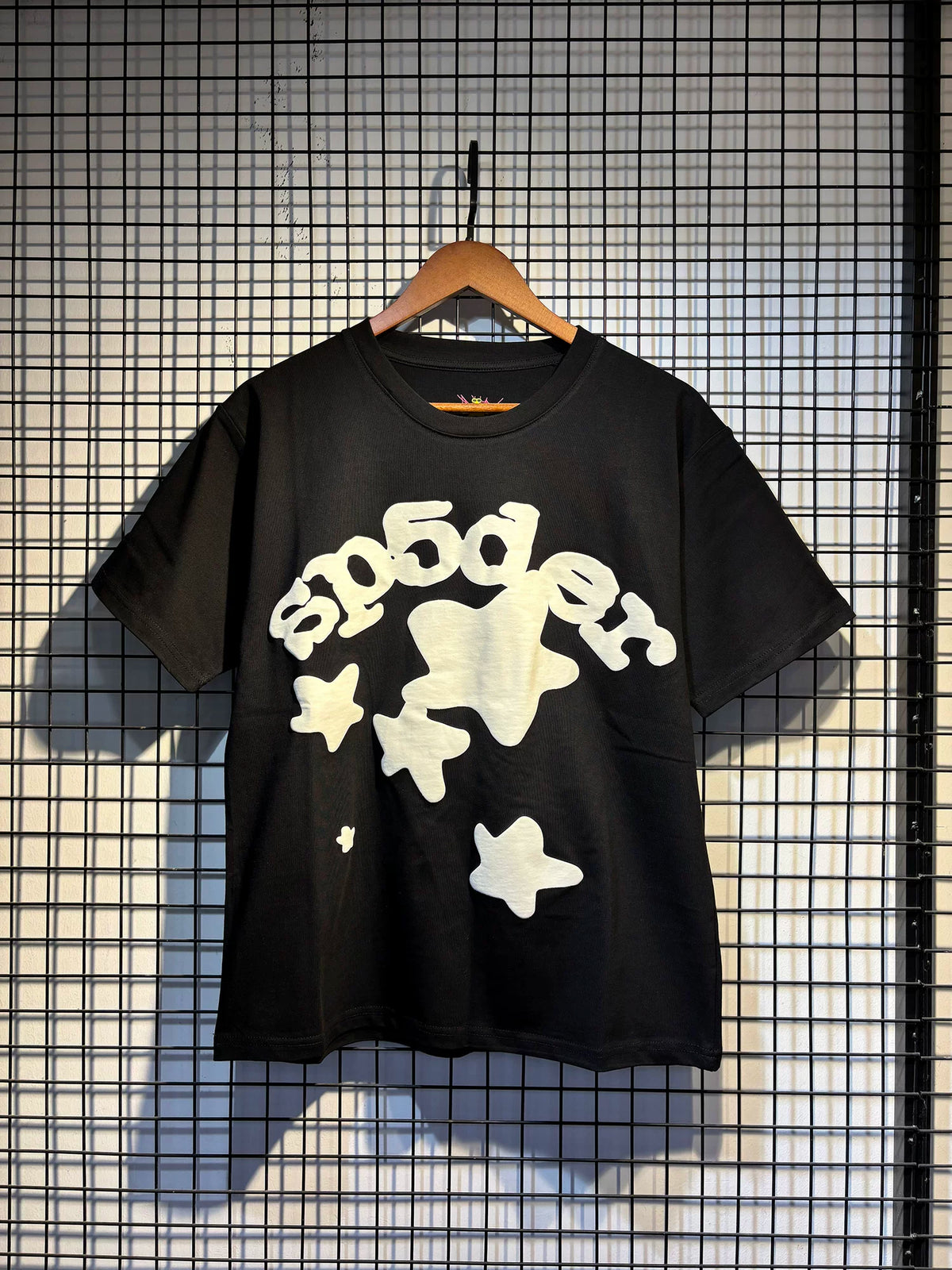 Sp5der European and American high street hip-hop trend brand unisex creative print summer loose cotton short sleeved T-shirt fog (10)