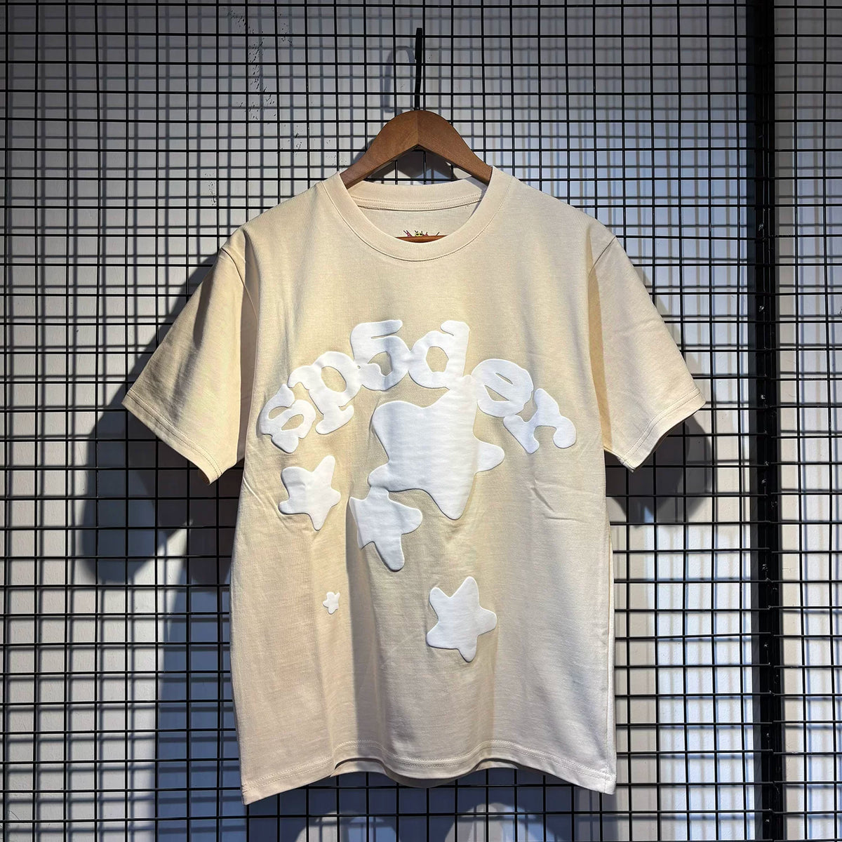 Sp5der European and American high street hip-hop trend brand unisex creative print summer loose cotton short sleeved T-shirt fog (13)