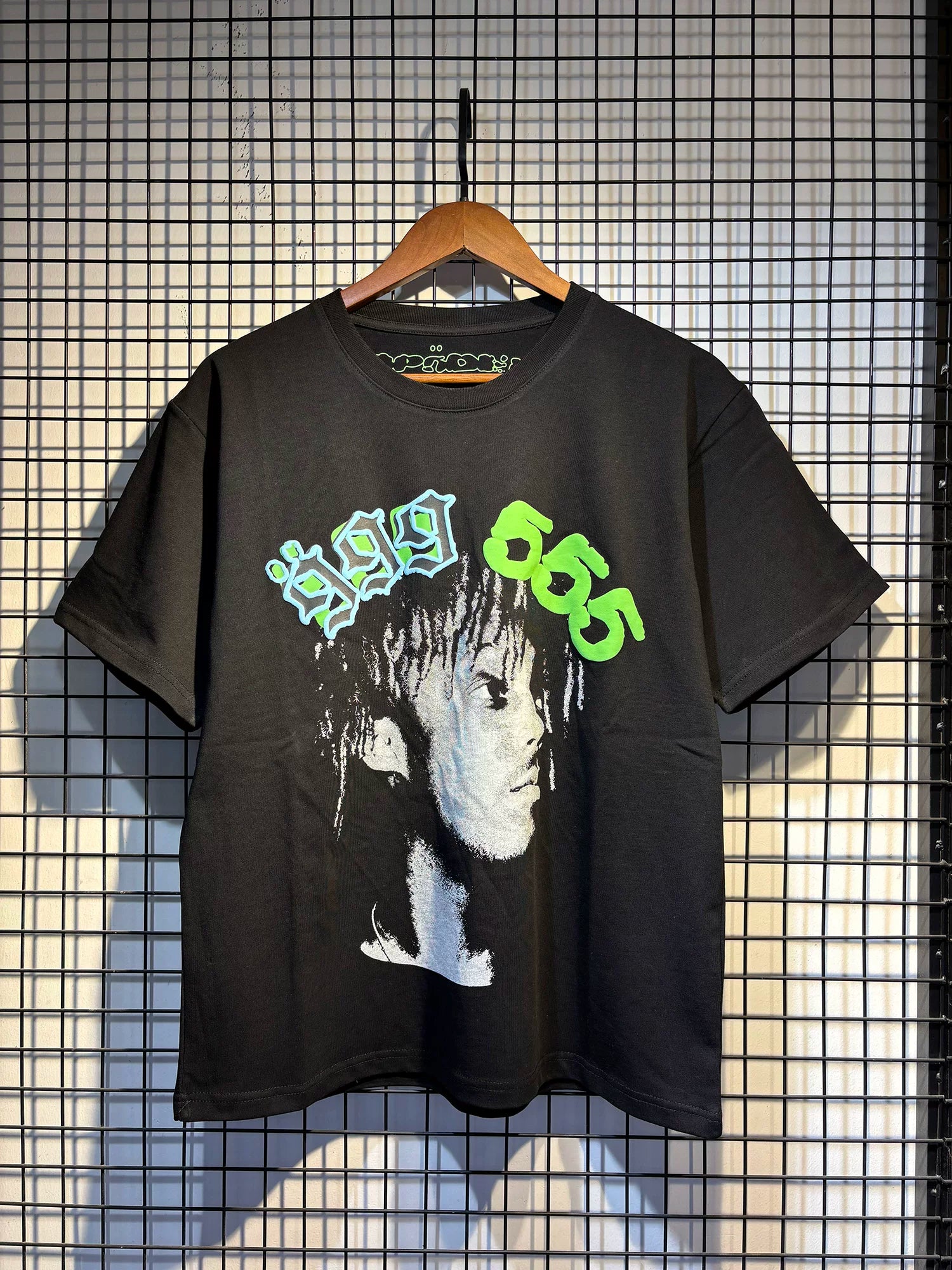 Sp5der European and American high street hip-hop trend brand unisex creative print summer loose cotton short sleeved T-shirt fog (23)
