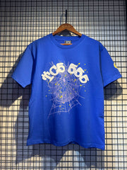 Sp5der European and American high street hip-hop trend brand unisex creative print summer loose cotton short sleeved T-shirt fog (17)