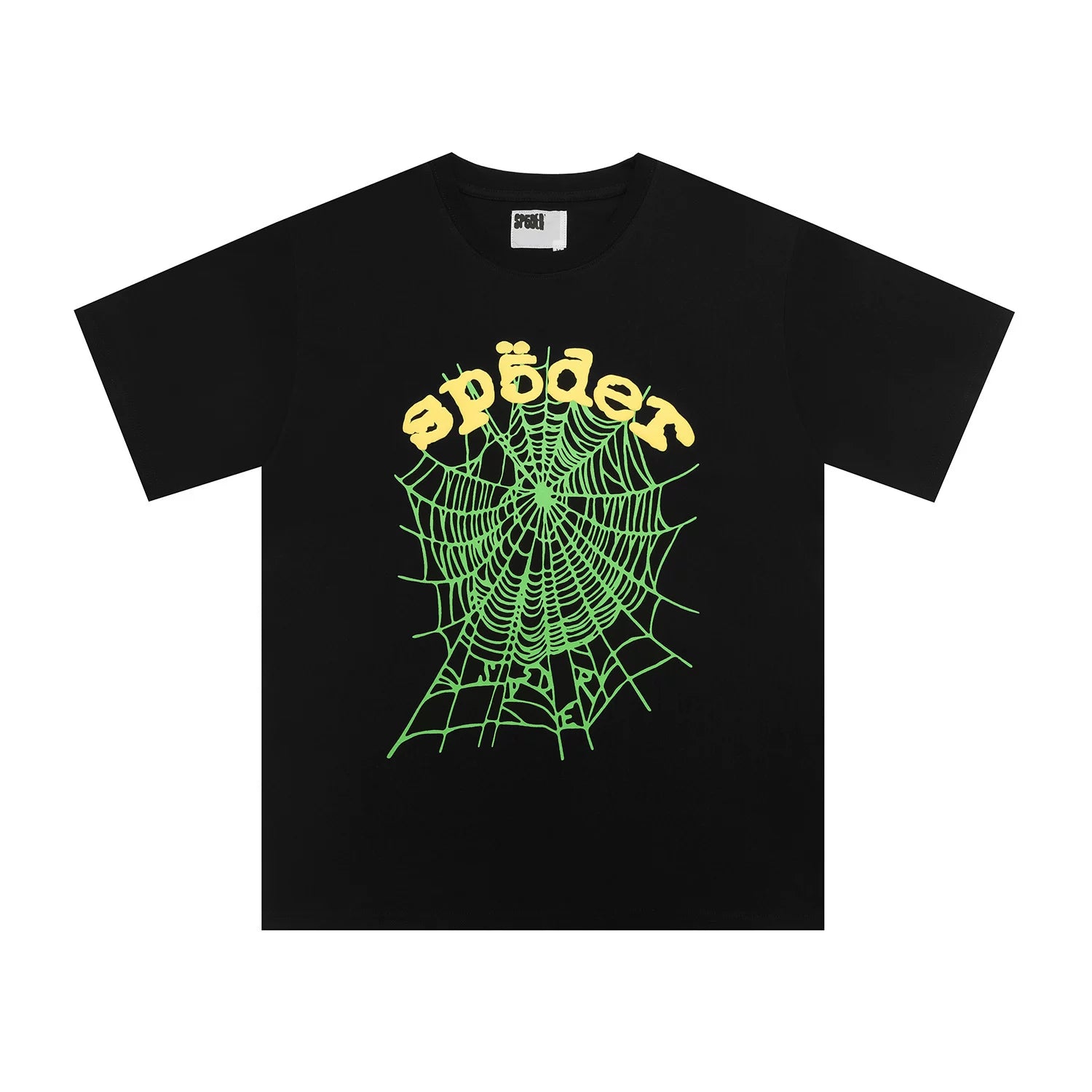 Sp5der European and American high street hip-hop trend brand unisex creative print summer loose cotton short sleeved T-shirt fog (41)