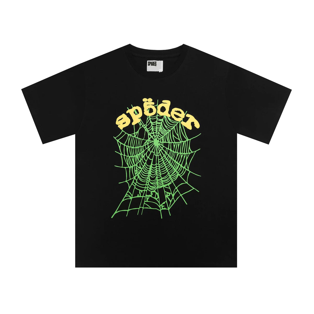 Sp5der European and American high street hip-hop trend brand unisex creative print summer loose cotton short sleeved T-shirt fog (41)