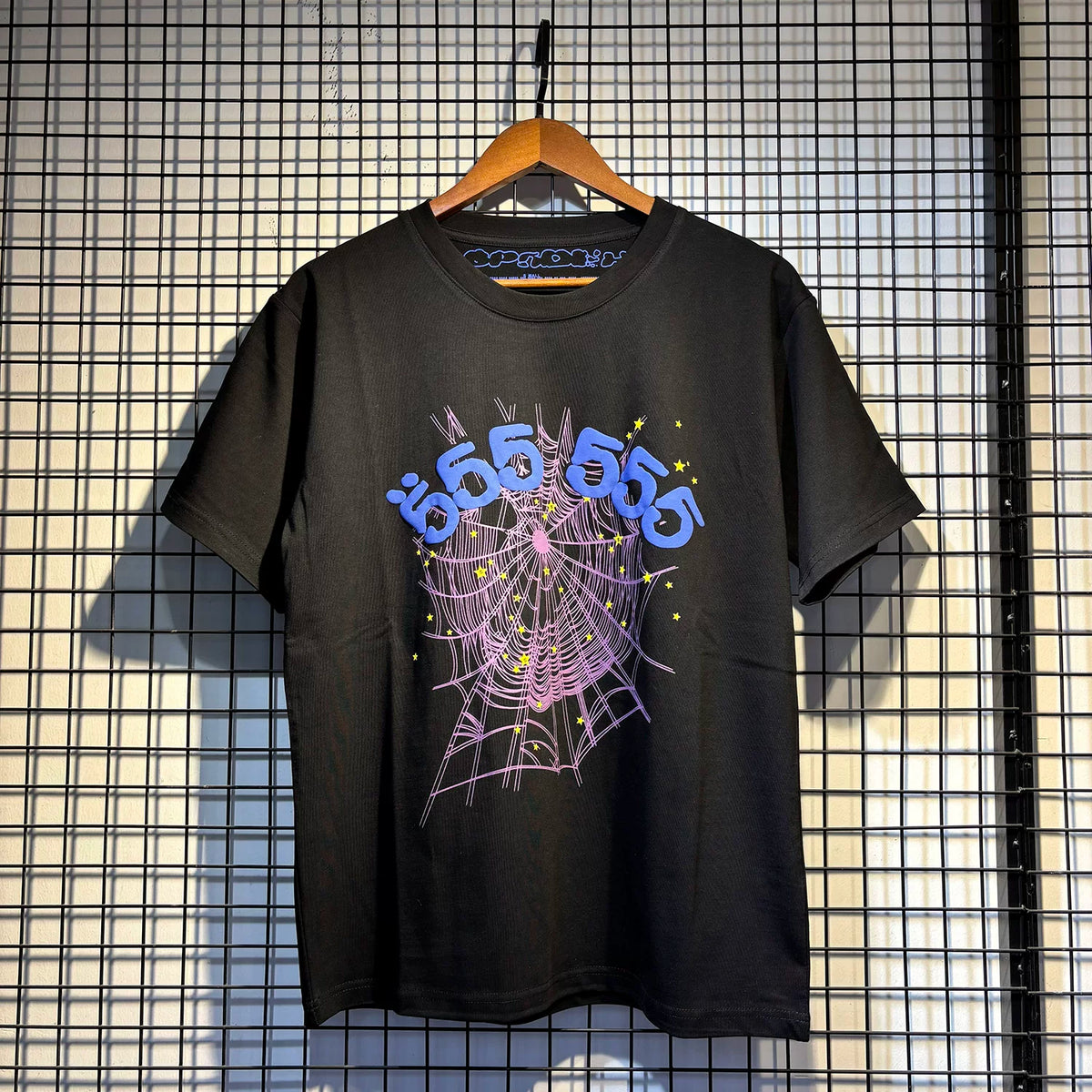 Sp5der European and American high street hip-hop trend brand unisex creative print summer loose cotton short sleeved T-shirt fog (26)