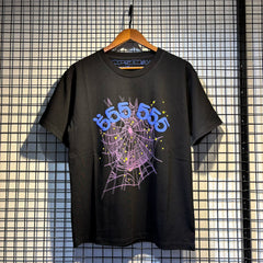 Sp5der European and American high street hip-hop trend brand unisex creative print summer loose cotton short sleeved T-shirt fog (26)