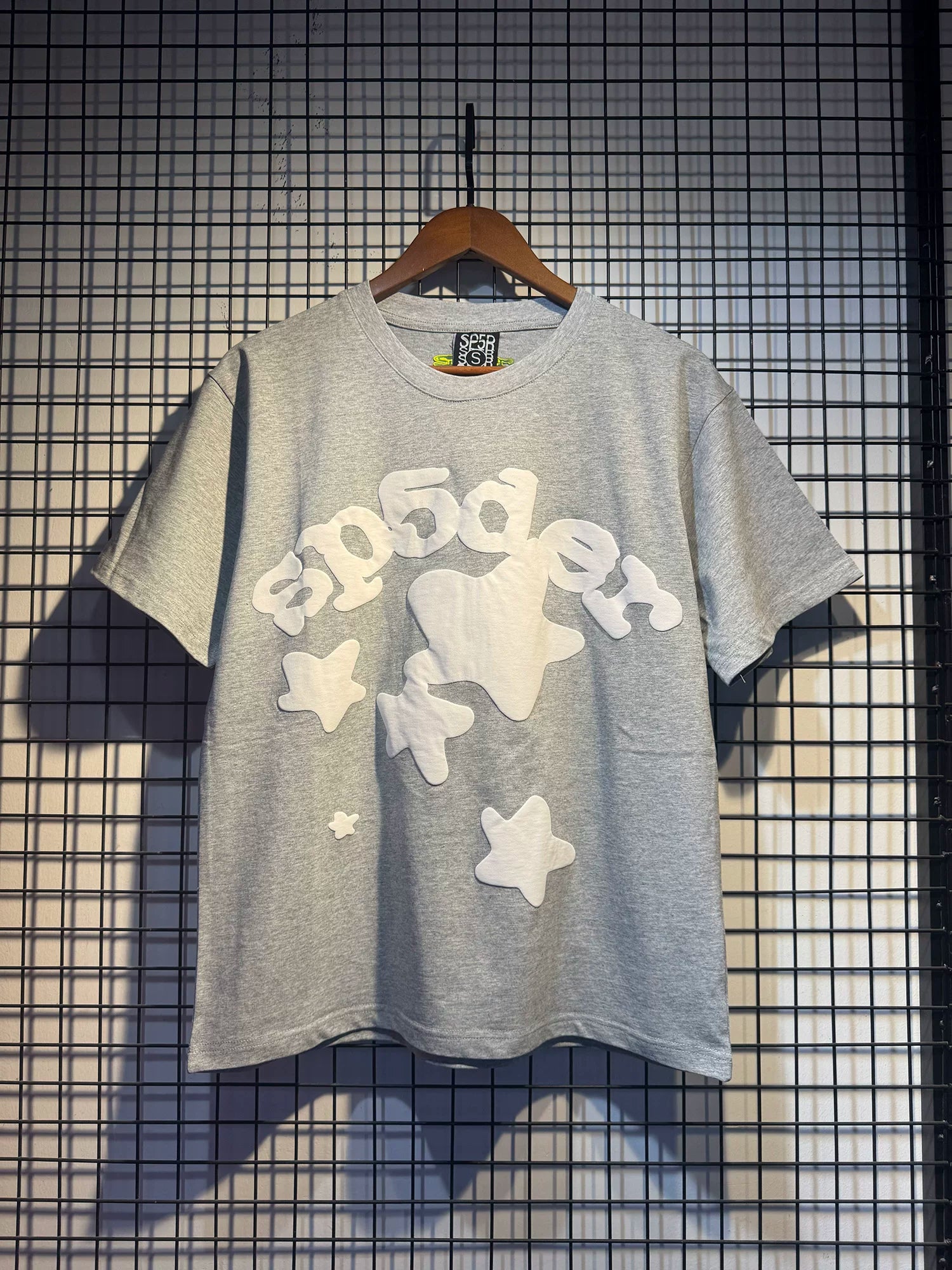 Sp5der European and American high street hip-hop trend brand unisex creative print summer loose cotton short sleeved T-shirt fog (11)