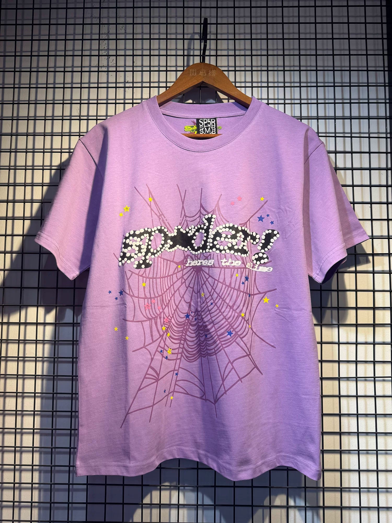 Sp5der European and American high street hip-hop trend brand unisex creative print summer loose cotton short sleeved T-shirt fog (9)