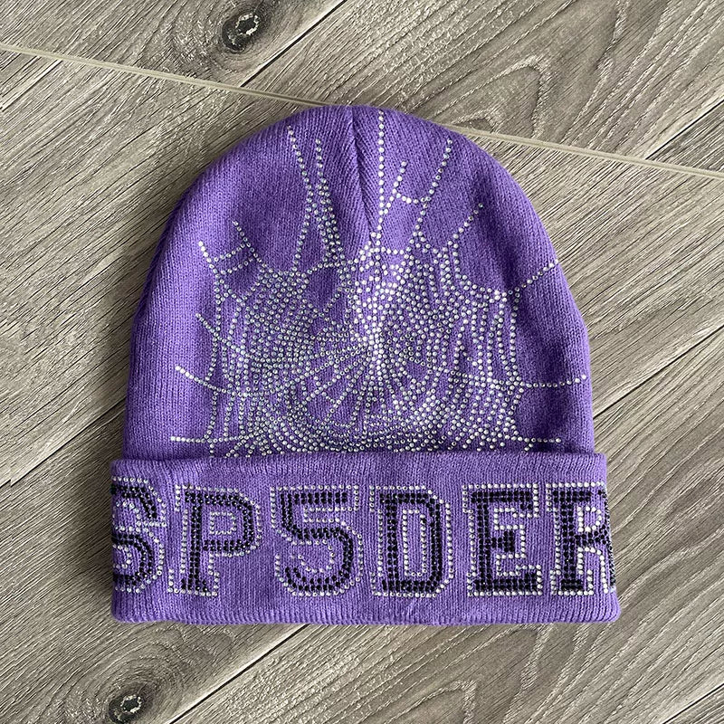 Sp5der worldwide 555555 unisex rhinestone knitted yarn cold hat (1)