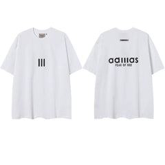 ESSENTIALS Short sleeved T-shirt European and American High Street FOG Double Line Men's and Women's American Trendy Brand Pure Cotton Round Neck Loose Set (15)