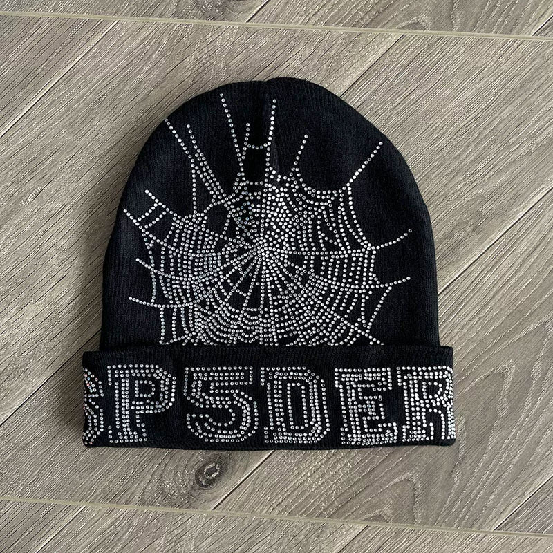 Sp5der worldwide 555555 unisex rhinestone knitted yarn cold hat (2)