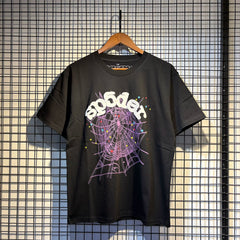 Sp5der European and American high street hip-hop trend brand unisex creative print summer loose cotton short sleeved T-shirt fog (3)