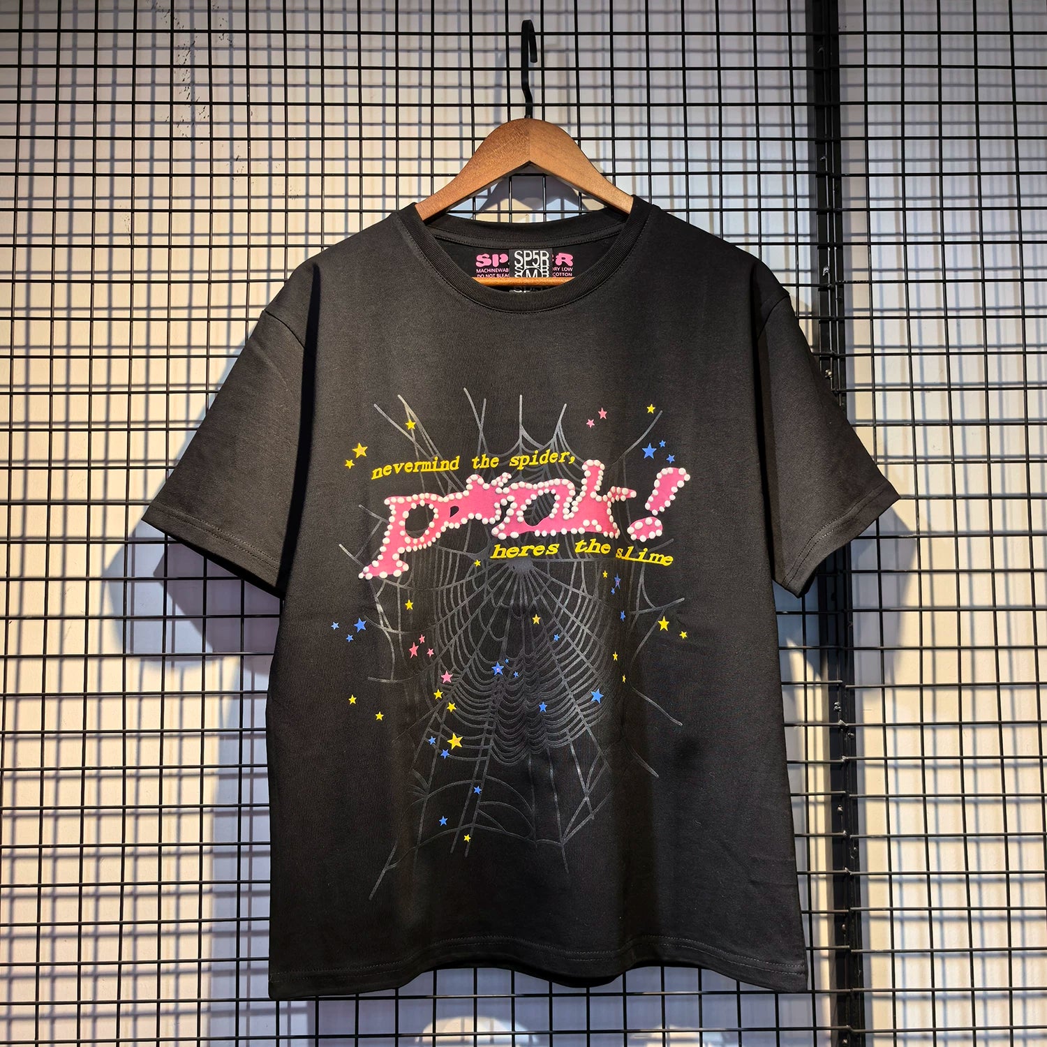 Sp5der European and American high street hip-hop trend brand unisex creative print summer loose cotton short sleeved T-shirt fog (1)